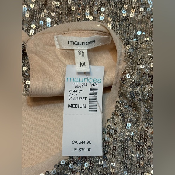 Maurices edgely Sequin Padded Shoulder Top NWT size M - Picture 10 of 13